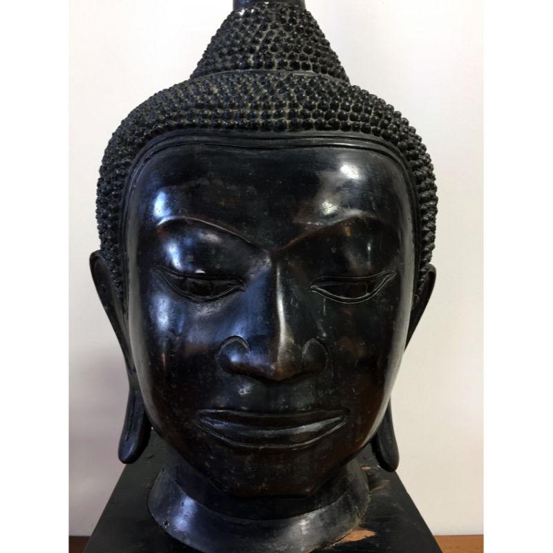 Extra Large Buddha Head Sculpture In Good Condition In Charlotte, NC