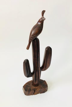 Vintage Extra Large Carved Ironwood Cactus Statue