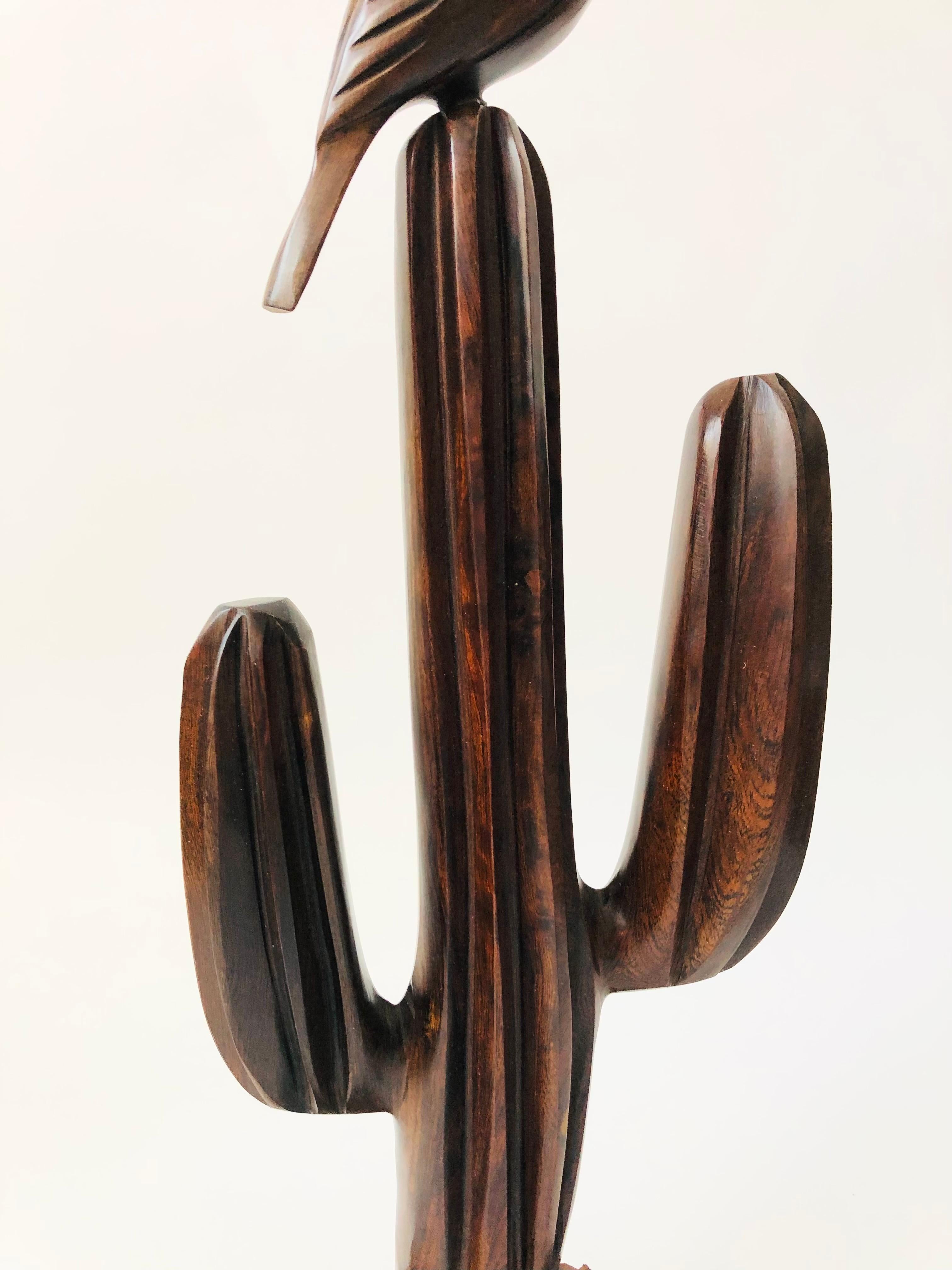 North American Vintage Extra Large Carved Ironwood Cactus Statue