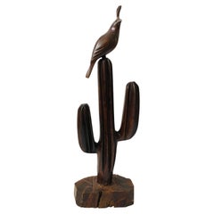 Vintage Extra Large Carved Ironwood Cactus Statue