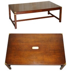 Vintage Extra Large Harrods Kennedy Military Campaign Coffee Table Mahogany