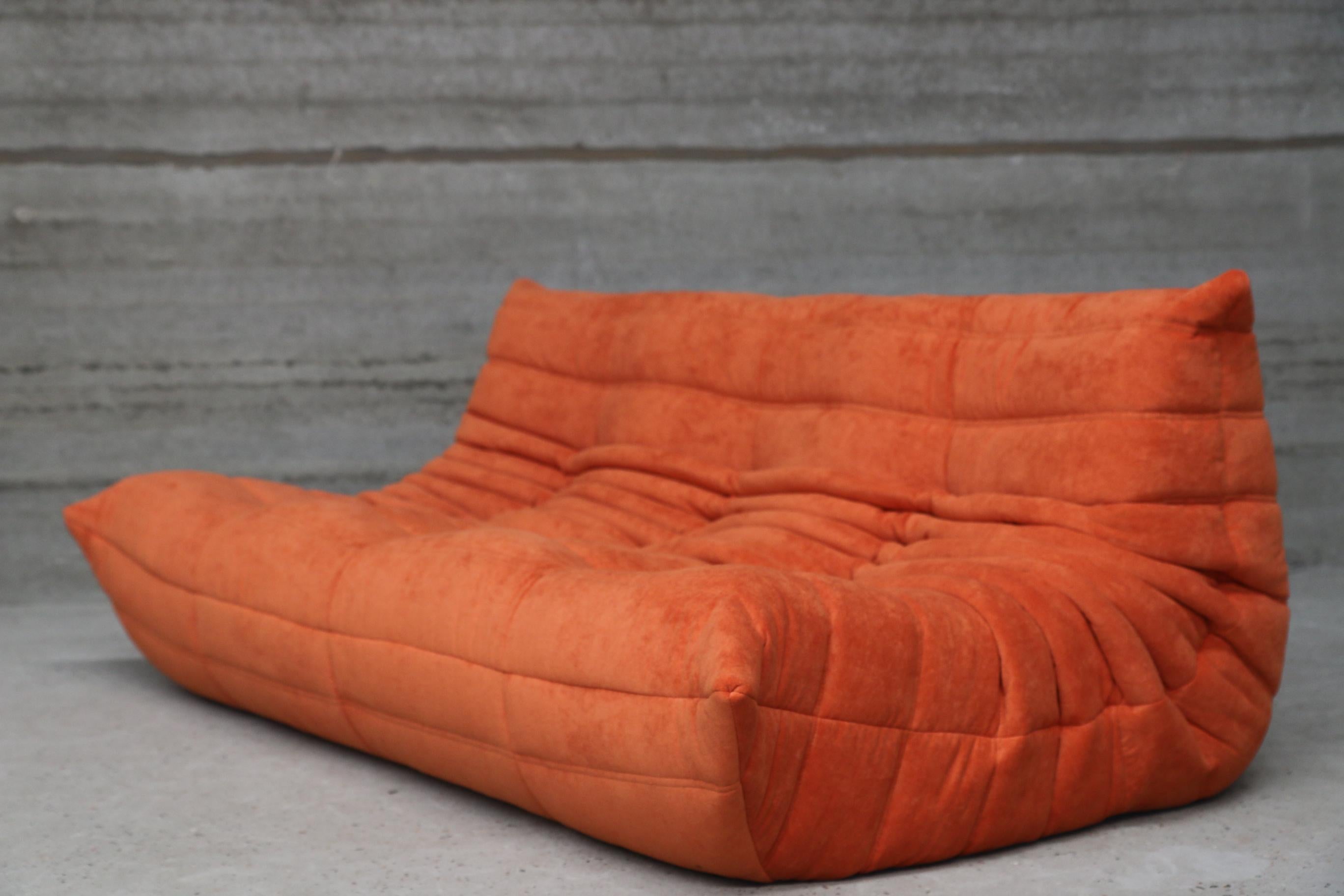 Vintage Large Modular Sofa Ligne Roset Model Togo in Orange stainfree fabric 7
