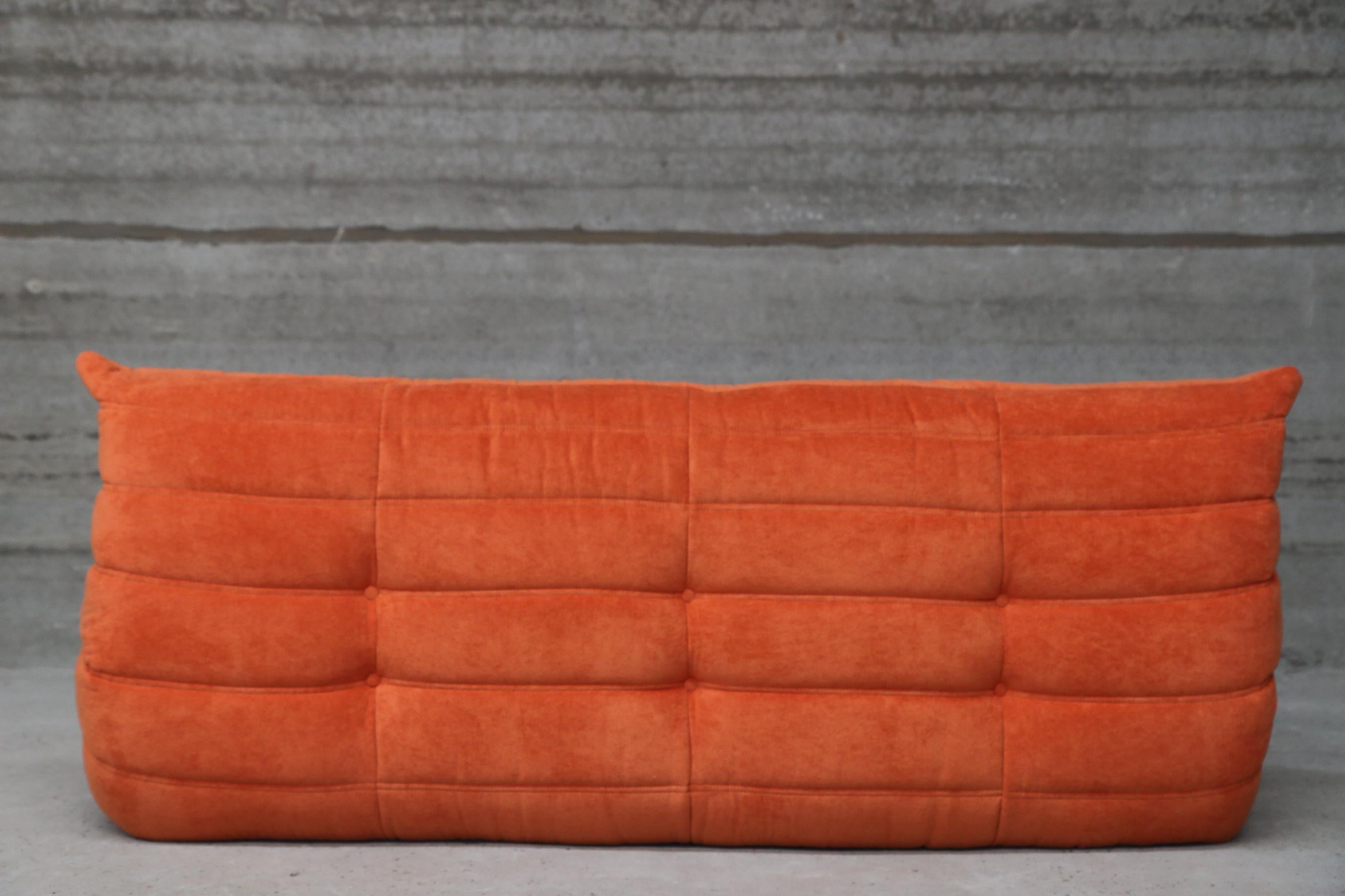 Vintage Large Modular Sofa Ligne Roset Model Togo in Orange stainfree fabric 8