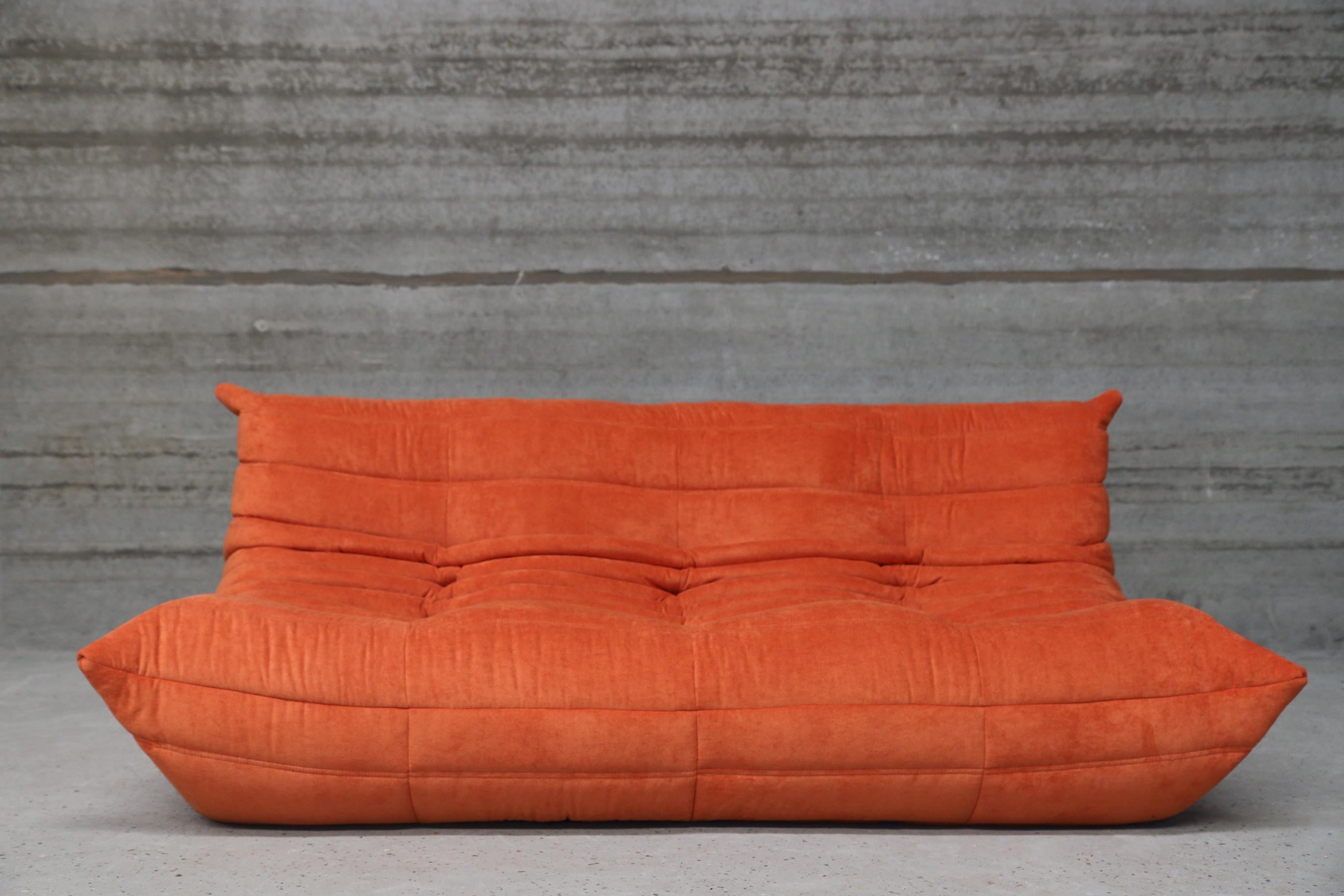 Vintage Large Modular Sofa Ligne Roset Model Togo in Orange stainfree fabric 9
