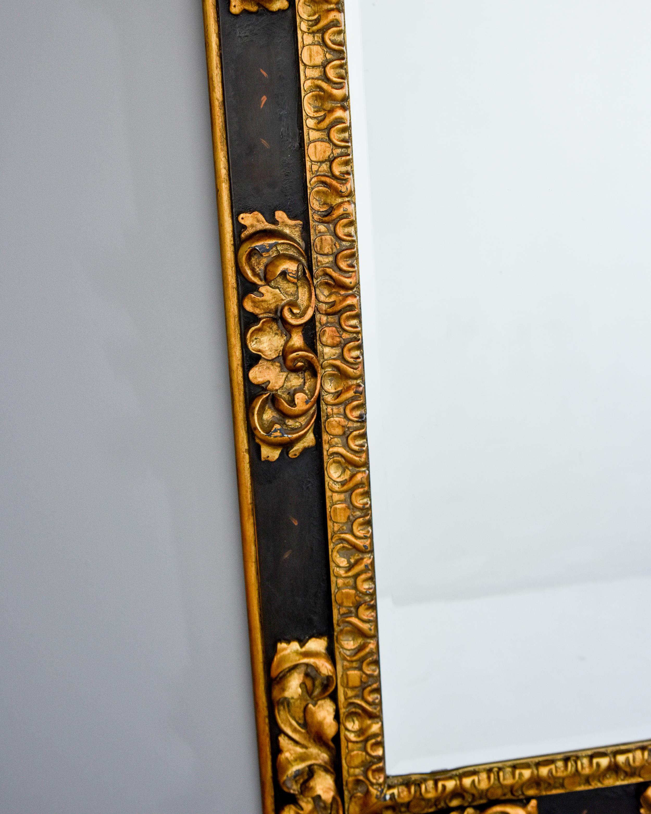 American Vintage Extra Large Ralph Lauren Polo Black and Gilt Wood Mirror For Sale
