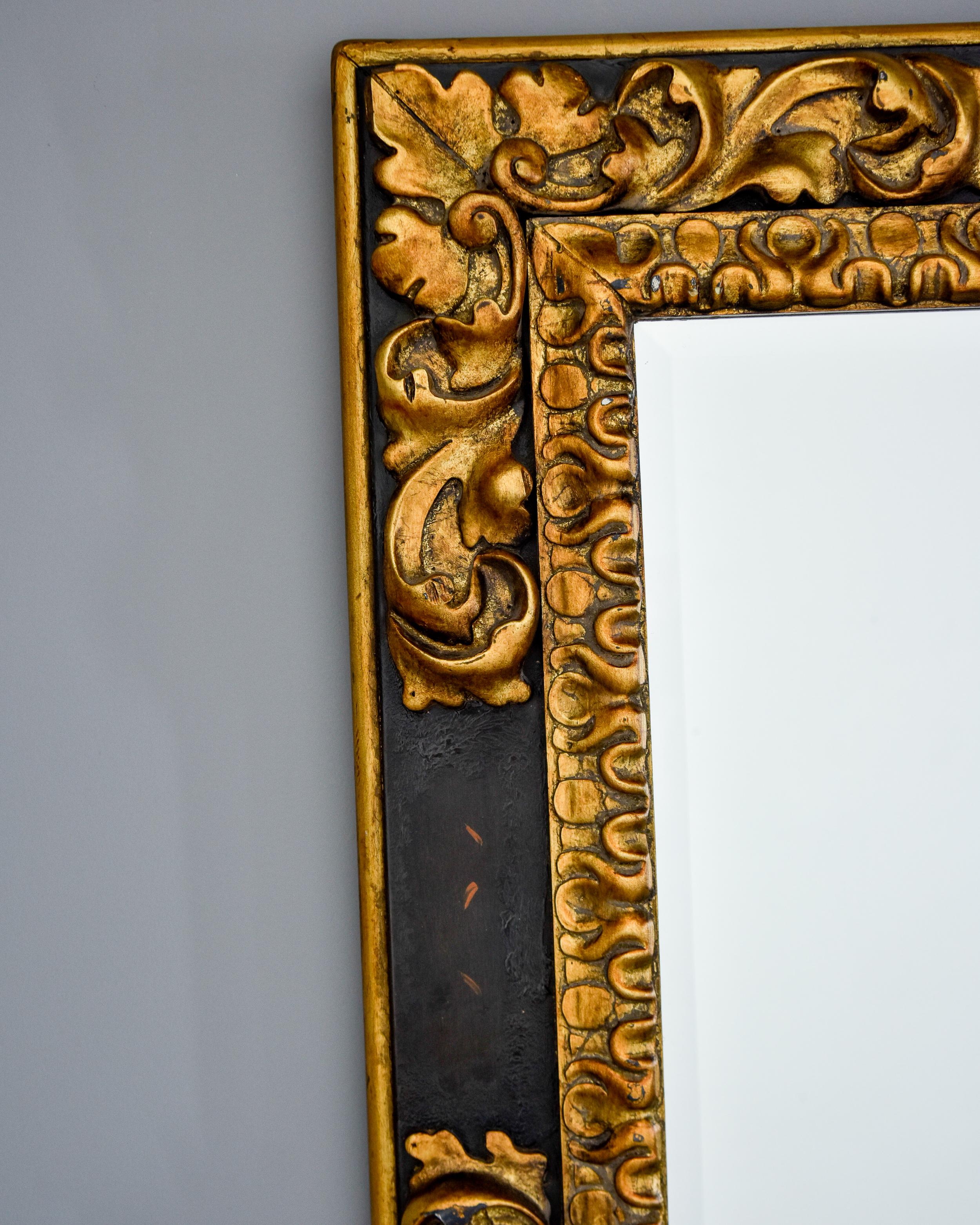 Vintage Extra Large Ralph Lauren Polo Black and Gilt Wood Mirror In Good Condition For Sale In Troy, MI