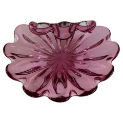 Extra large et rare bol en verre de Murano en forme de coquillage rose