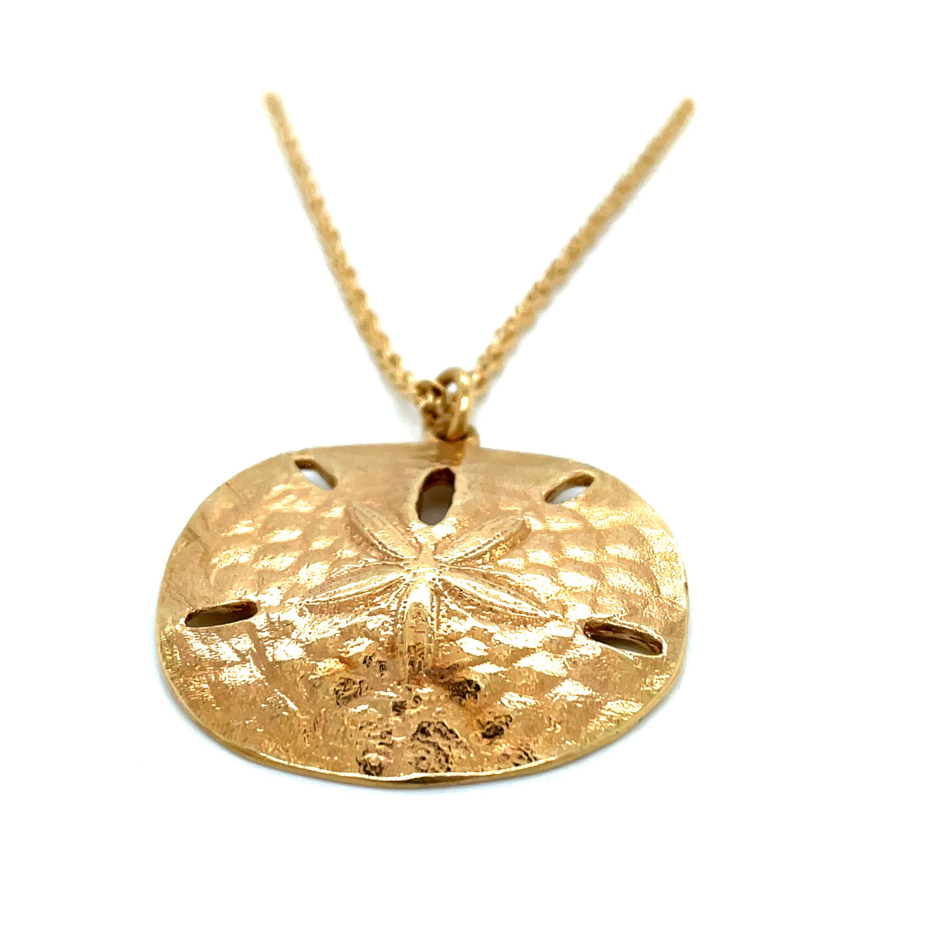 Women's Vintage Extra Large Sand Dollar Charm Pendant with Chain