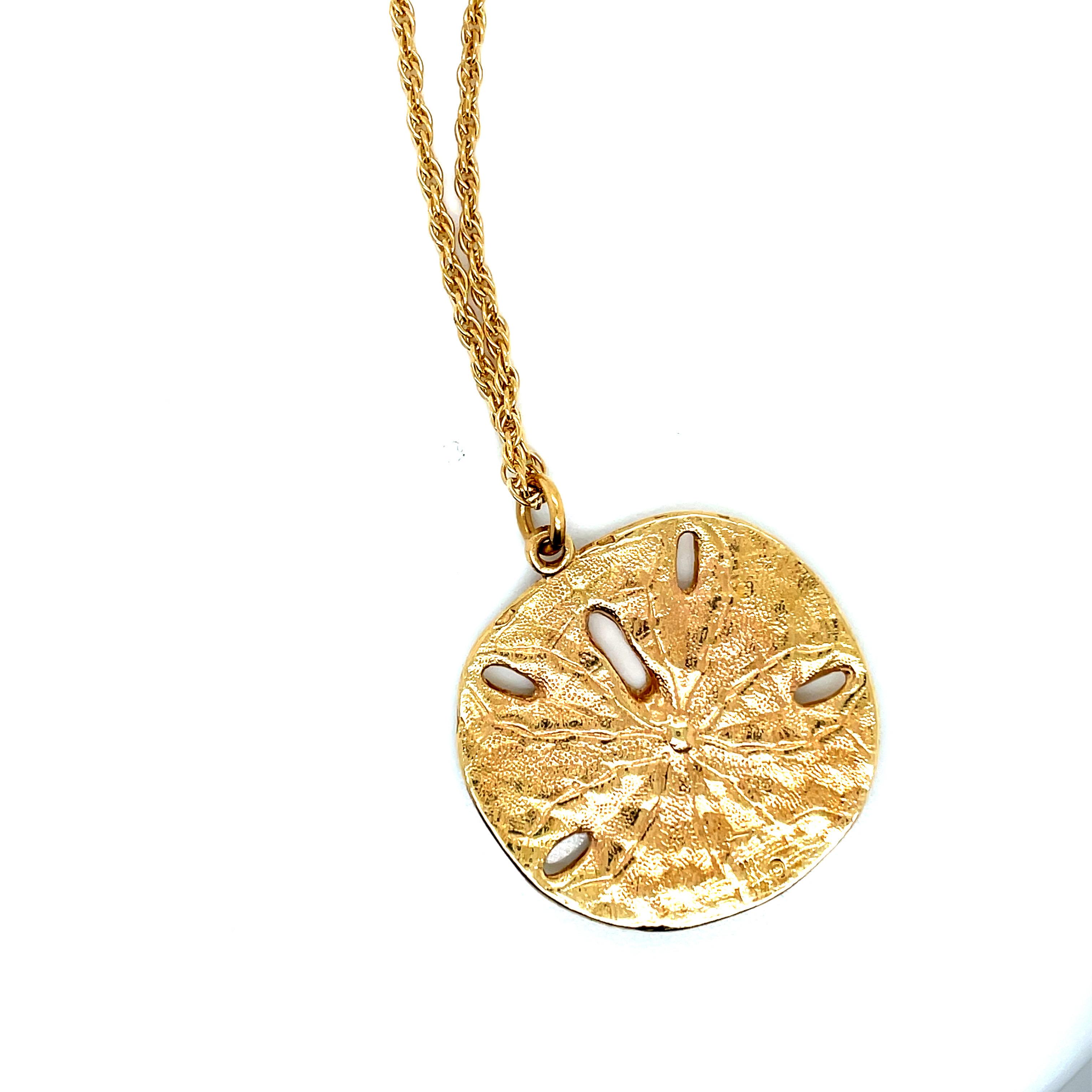 Vintage Extra Large Sand Dollar Charm Pendant with Chain 1