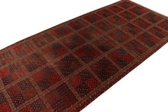 Vintage Extra-Long Kilim Runner Rug, Red with Geometric Patterns - Rug & Kilim