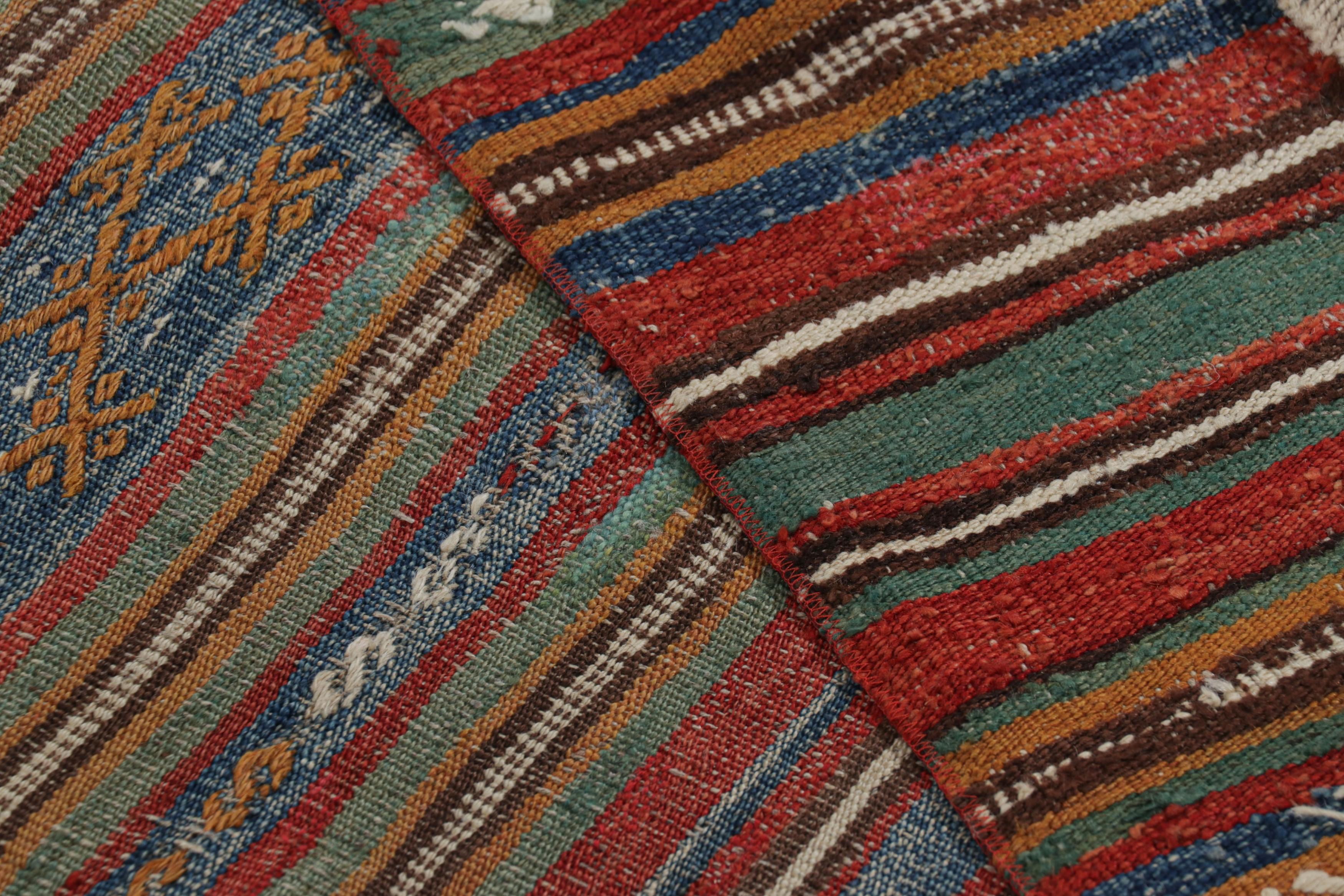 Wool Vintage Extra-Long Kilim Runner Rug with Stripes and Tribal Motifs  Rug & Kilim For Sale