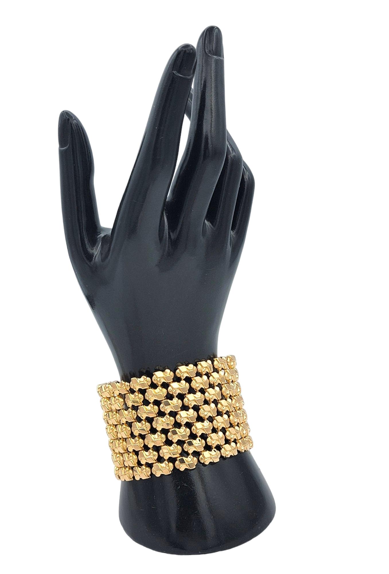 Bracciale d'epoca extra largo in oro rosa 18 carati a più file strutturate in vendita 5