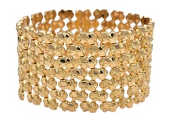 Bracciale d'epoca extra largo in oro rosa 18 carati a più file strutturate