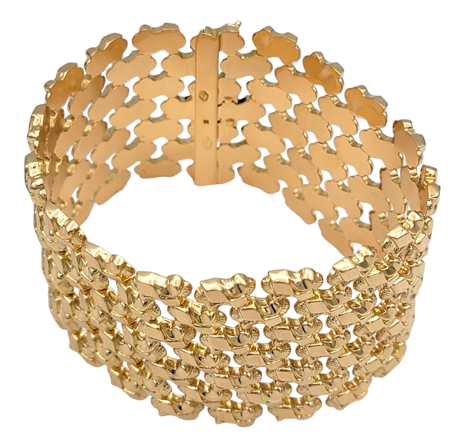 Bracciale d'epoca extra largo in oro rosa 18 carati a più file strutturate In condizioni buone in vendita a Scottsdale, AZ