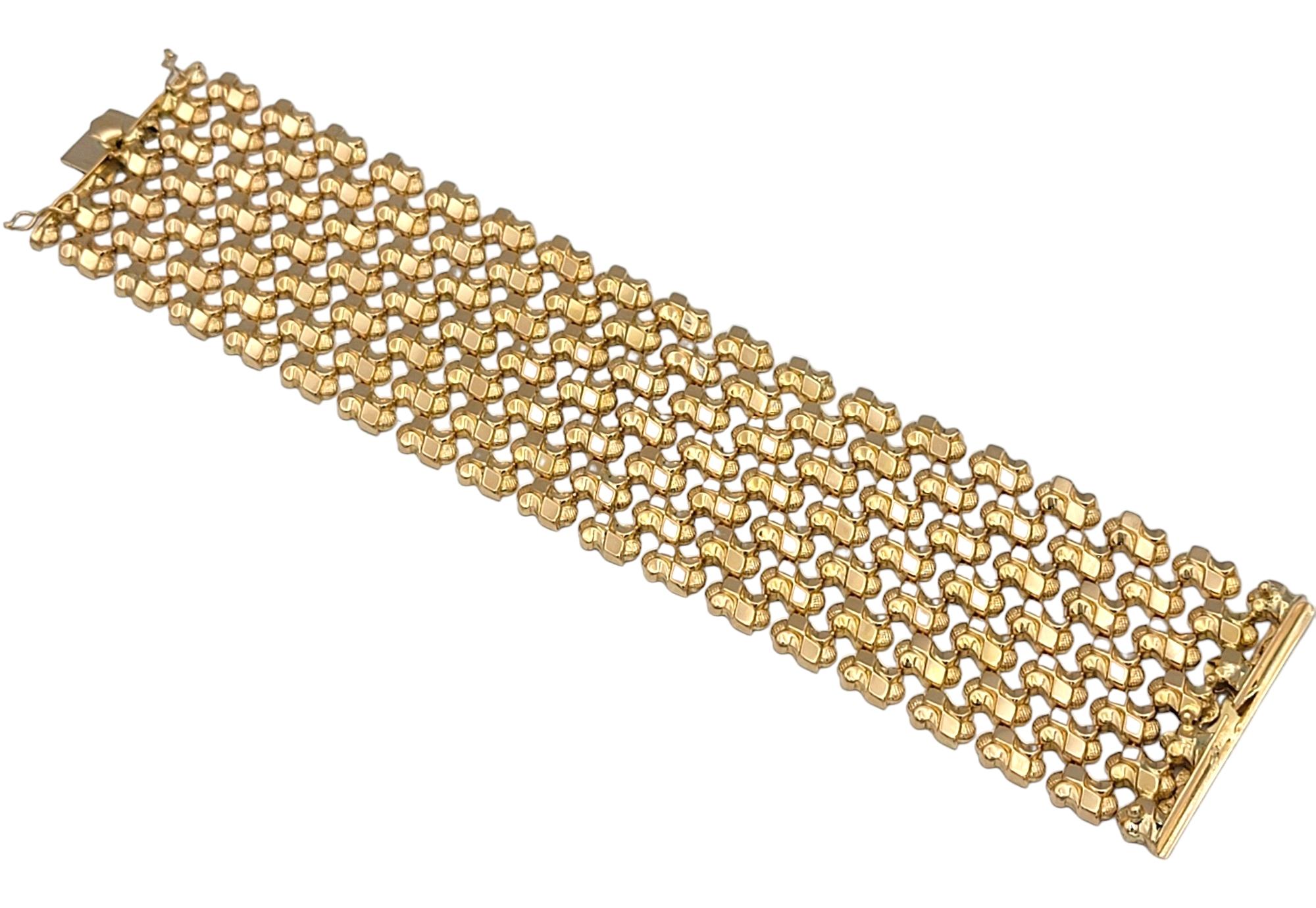 Bracciale d'epoca extra largo in oro rosa 18 carati a più file strutturate in vendita 2