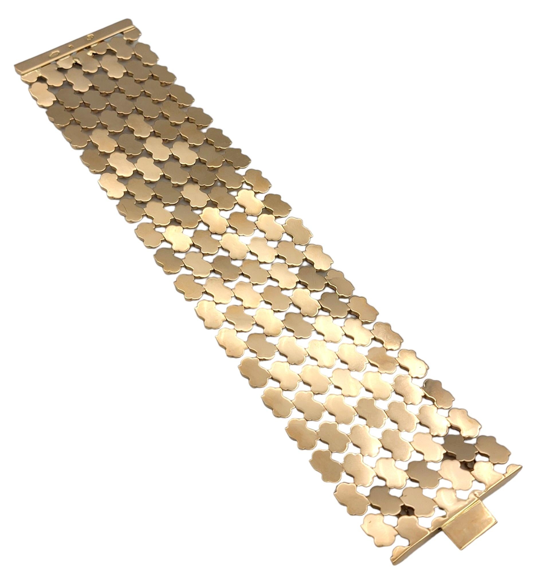 Bracciale d'epoca extra largo in oro rosa 18 carati a più file strutturate in vendita 3