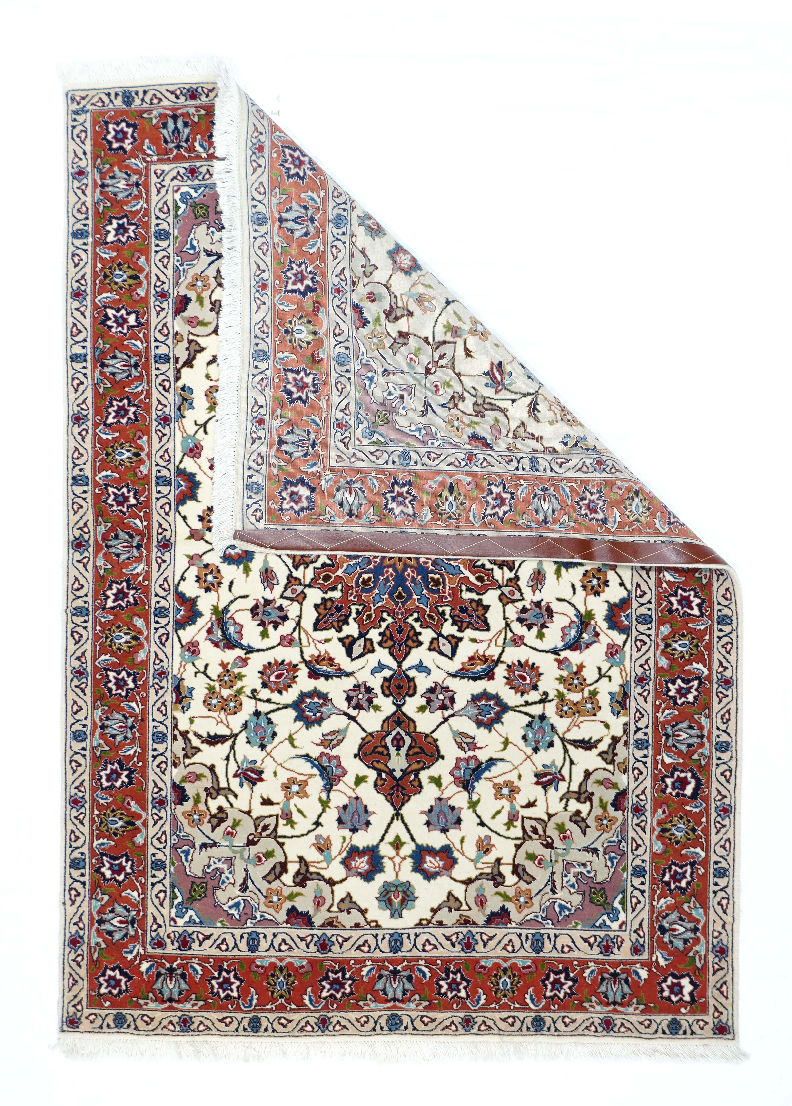 Persiano Tappeto persiano Tabriz d'epoca estremamente fine 3'5'' x 5'2'' in vendita