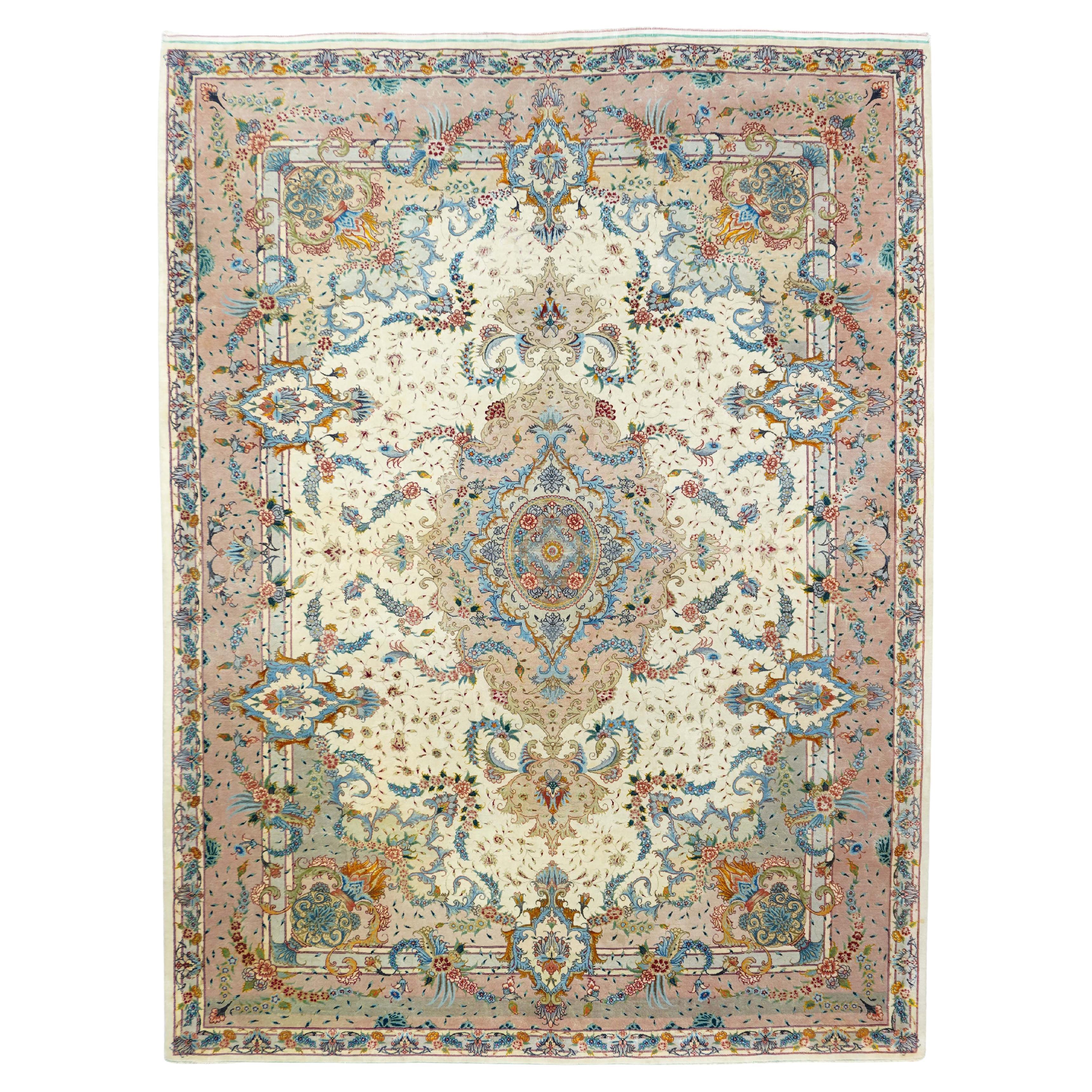 Tappeto Tabriz estremamente pregiato vintage 4'11'' x 6'7''