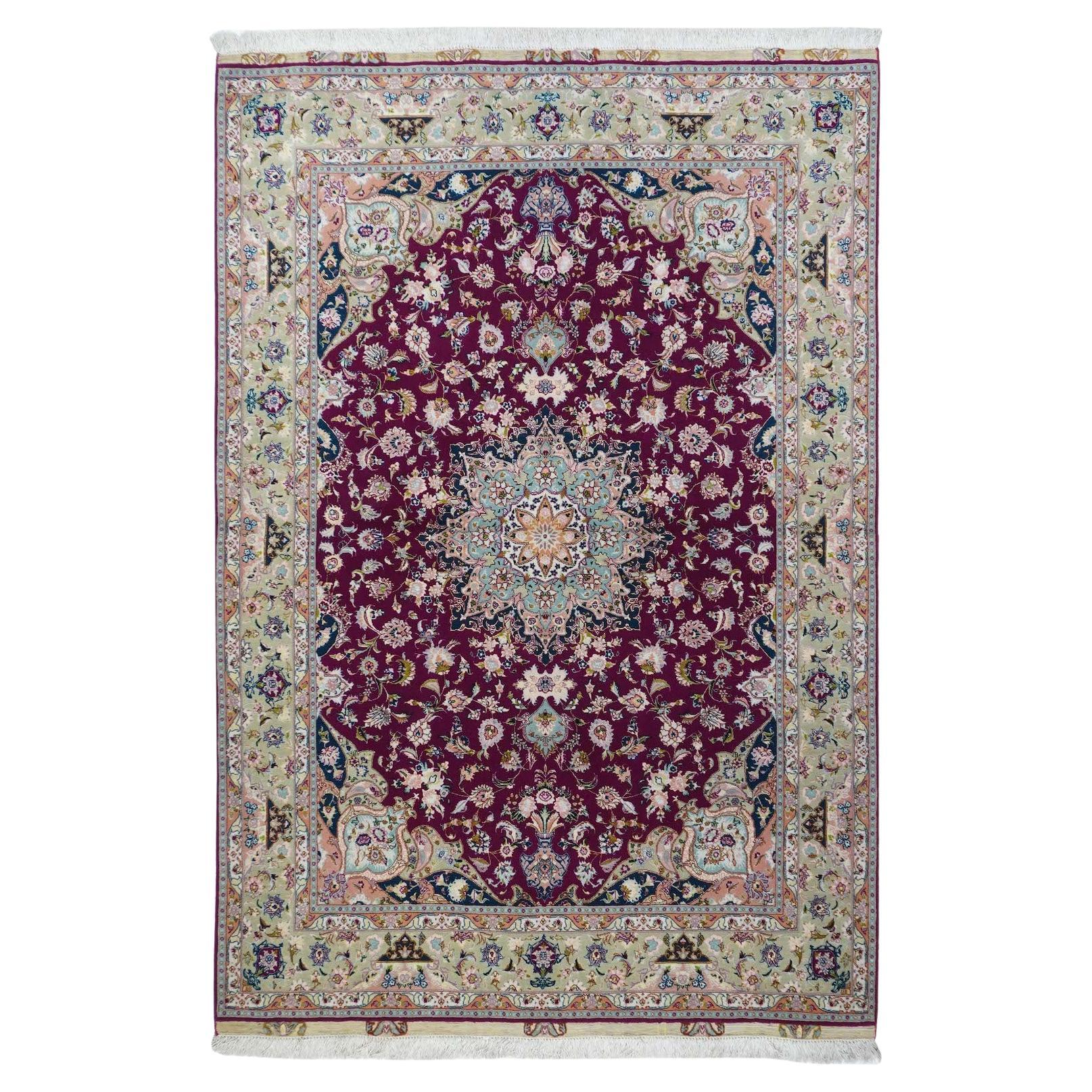 Tappeto Tabriz d'epoca estremamente fine 4'11'' x 7'4''