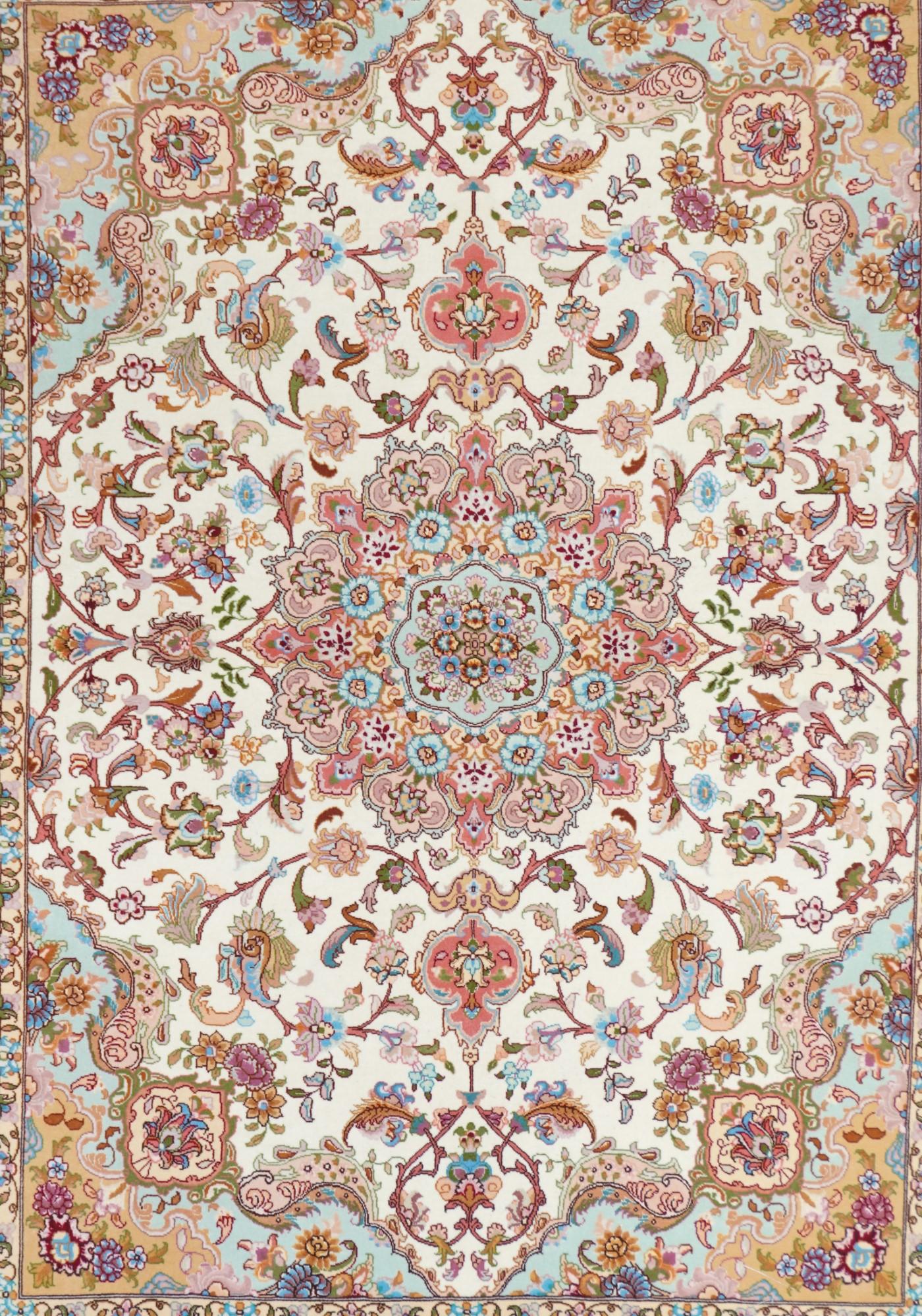 Persiano Tappeto Tabriz estremamente pregiato Vintage 5'1'' x 6'11'' in vendita