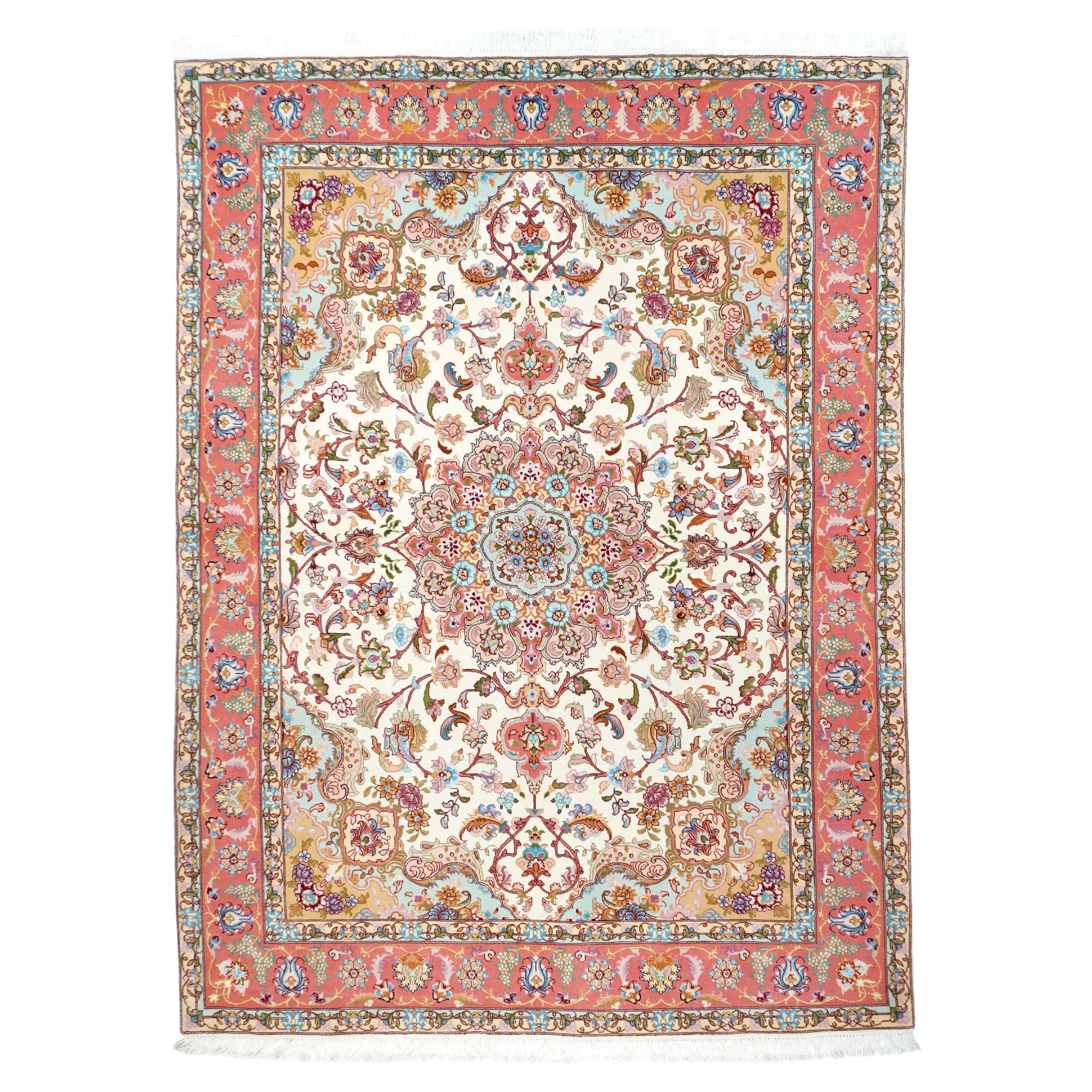 Extrem feiner Täbris-Teppich im Vintage-Stil 5'1'' x 6'11''