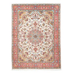 Tapis Tabriz extrêmement fin vintage 5'1'' x 6'11''