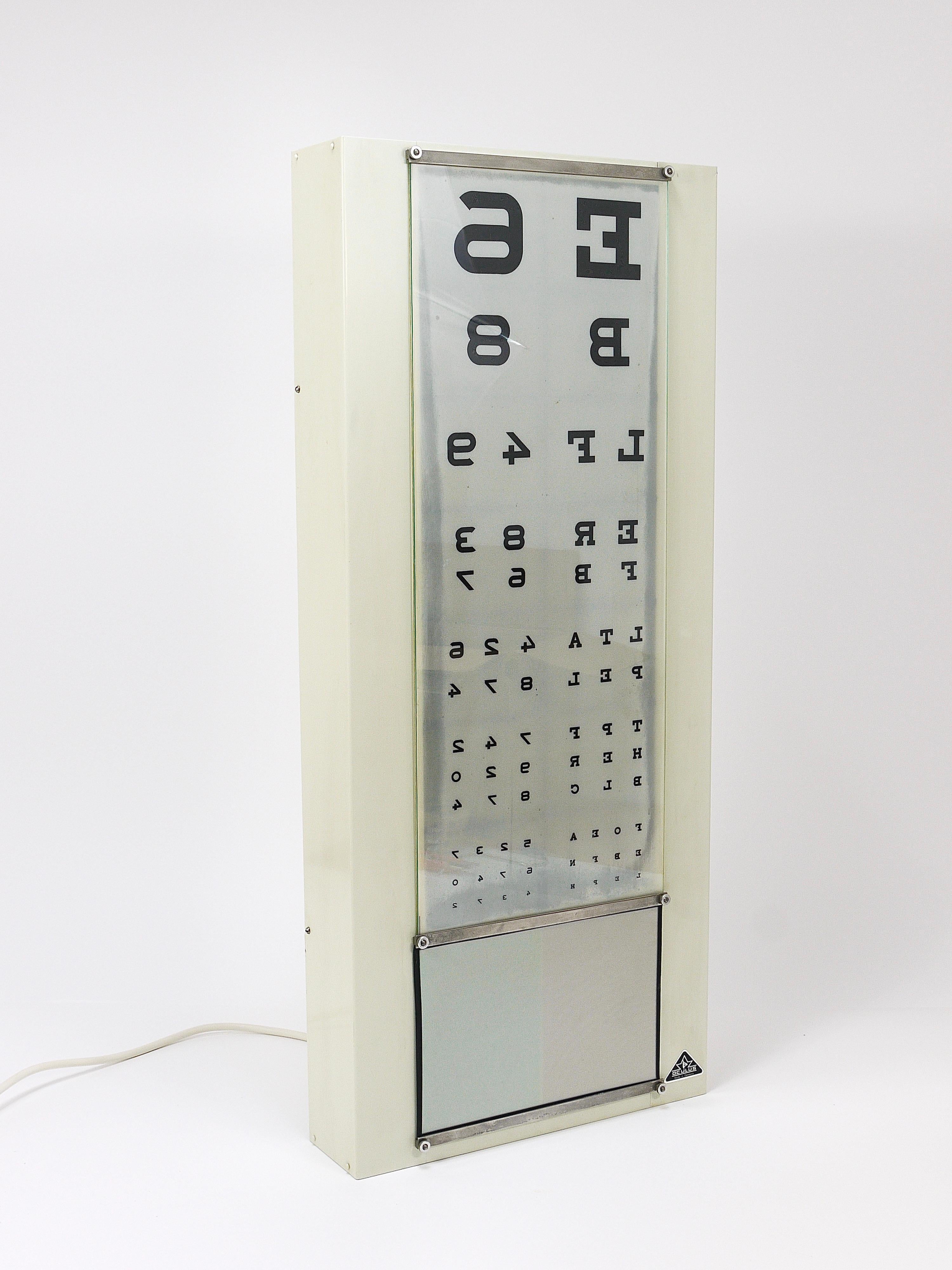 Vintage Eye Doctors Illuminated Eye Test Chart Light Box, Germany 1960s In Good Condition In Vienna, AT
