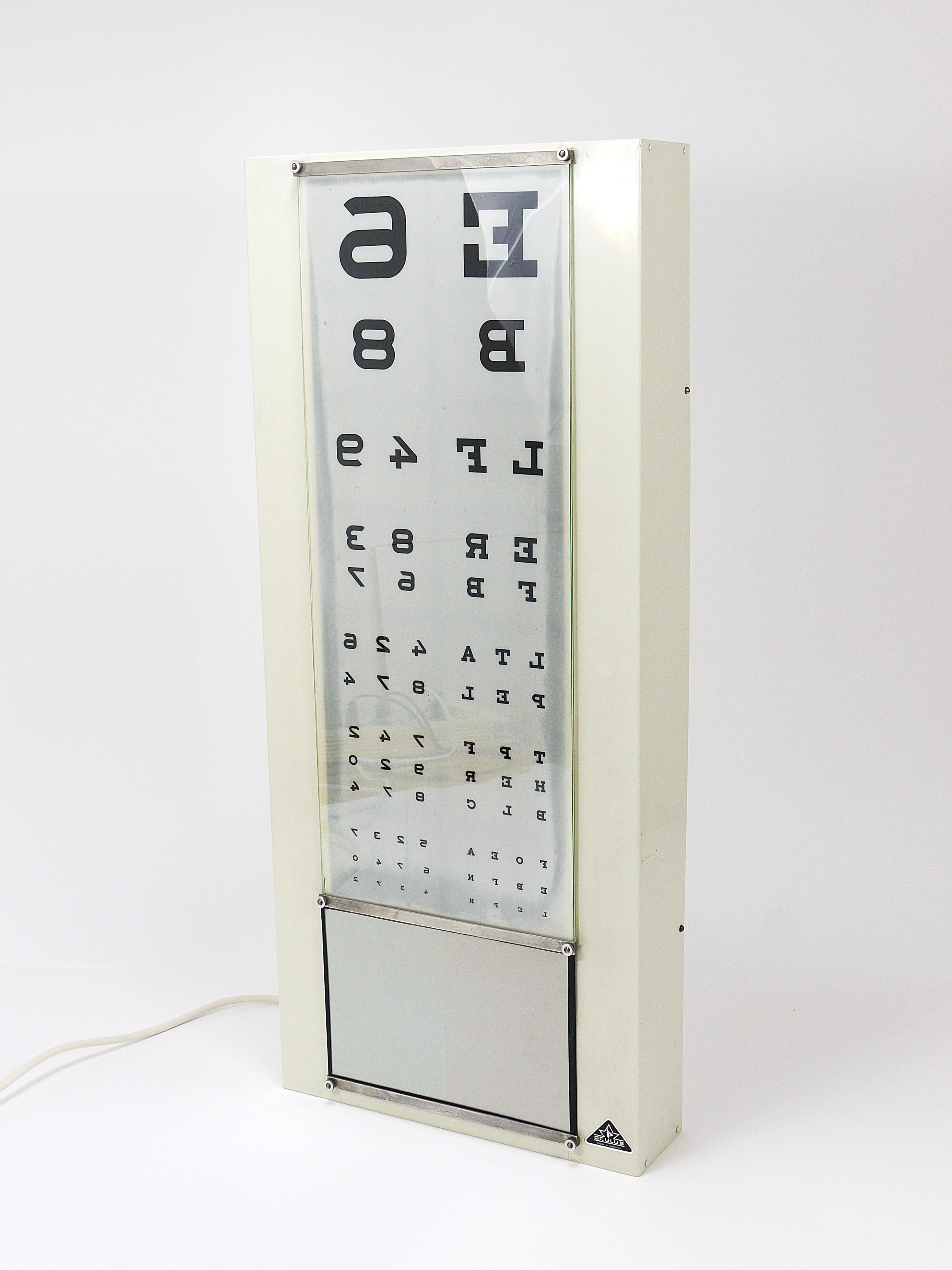 20th Century Vintage Eye Doctors Illuminated Eye Test Chart Light Box, Germany 1960s