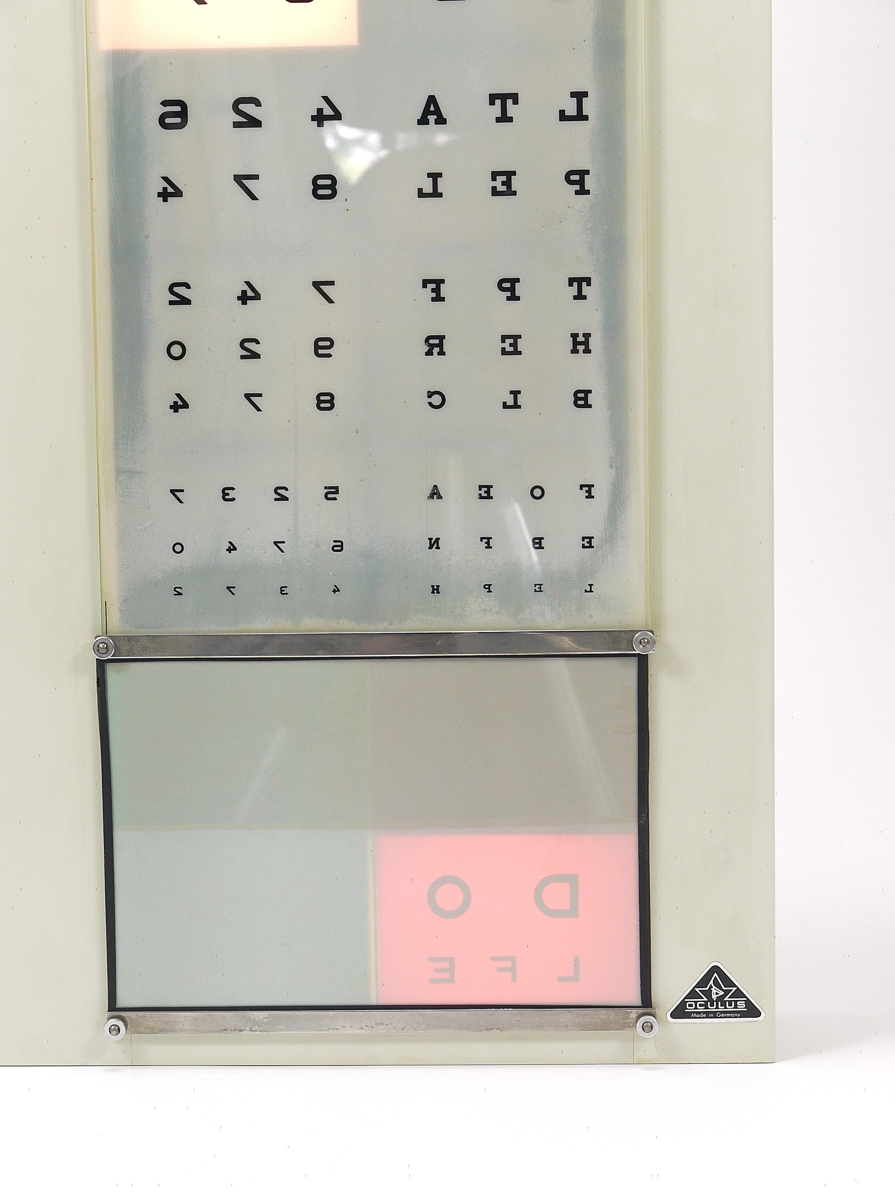 Vintage Eye Doctors Illuminated Eye Test Chart Light Box, Germany 1960s 1