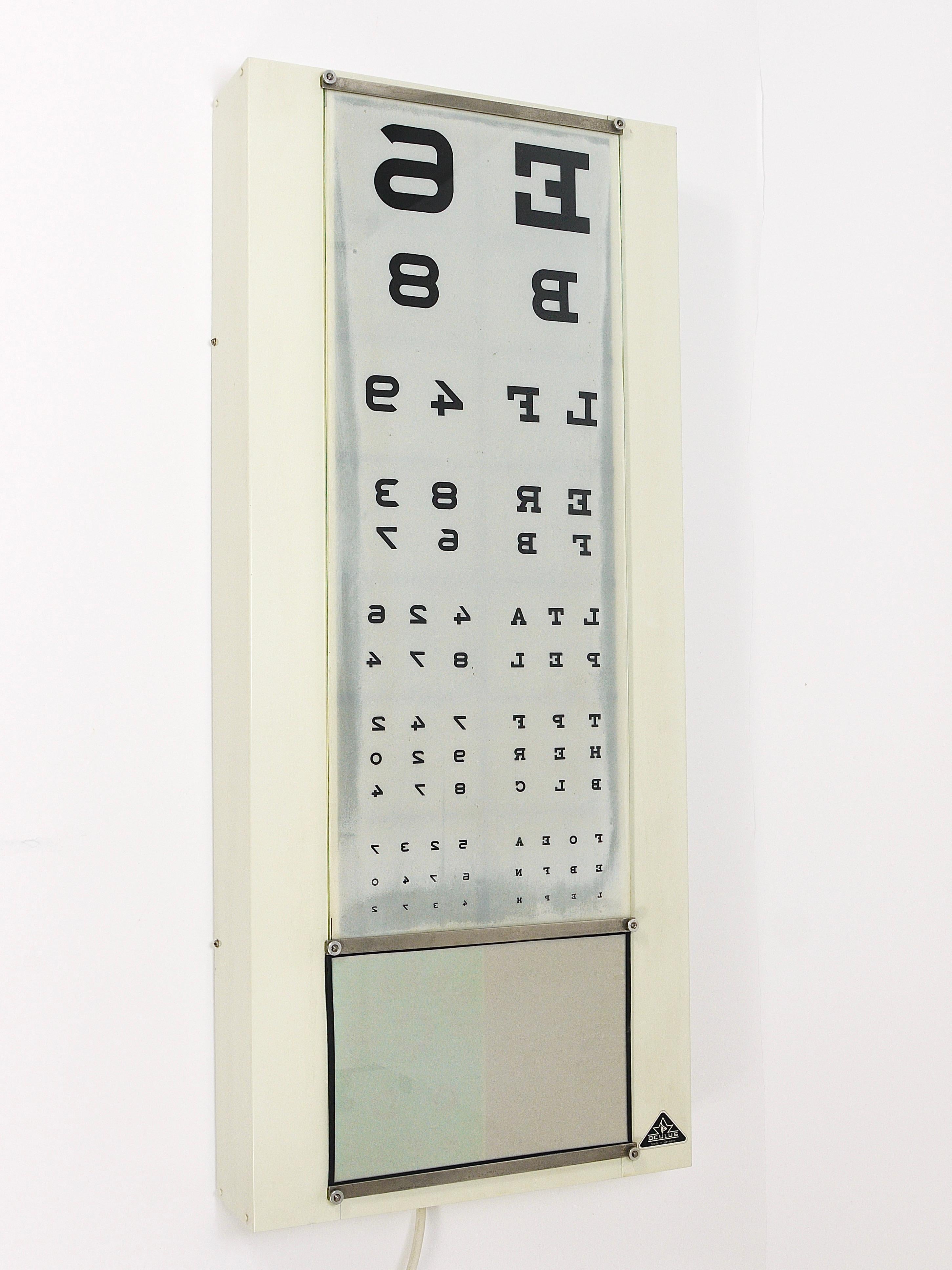 Vintage Eye Doctors Illuminated Eye Test Chart Light Box, Germany 1960s 2
