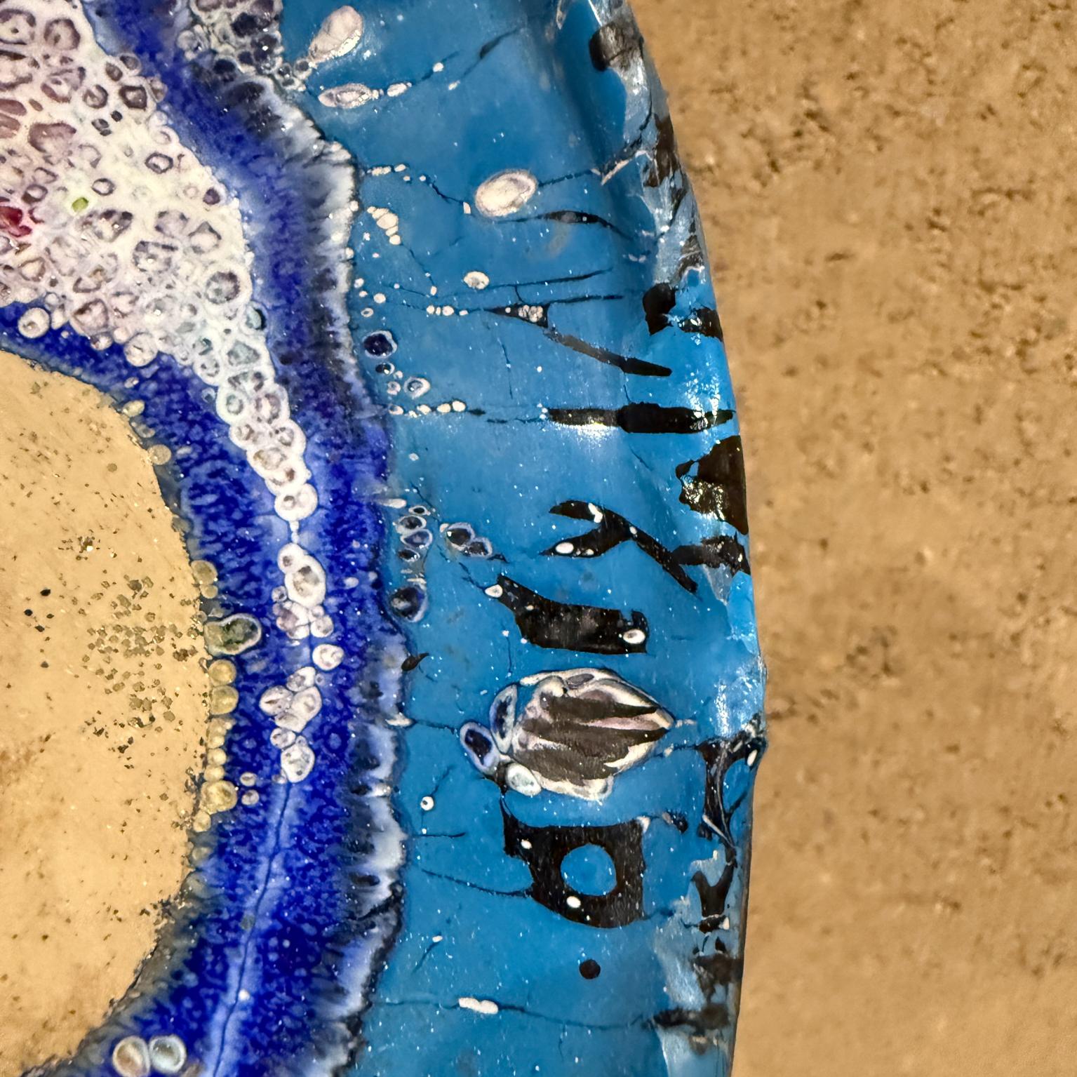 1980 Blue Enamel Eye Plate Graphic Art en vente 1