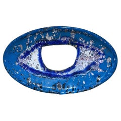Arte Gráfico Placa Ojo Esmaltada Azul Años 80