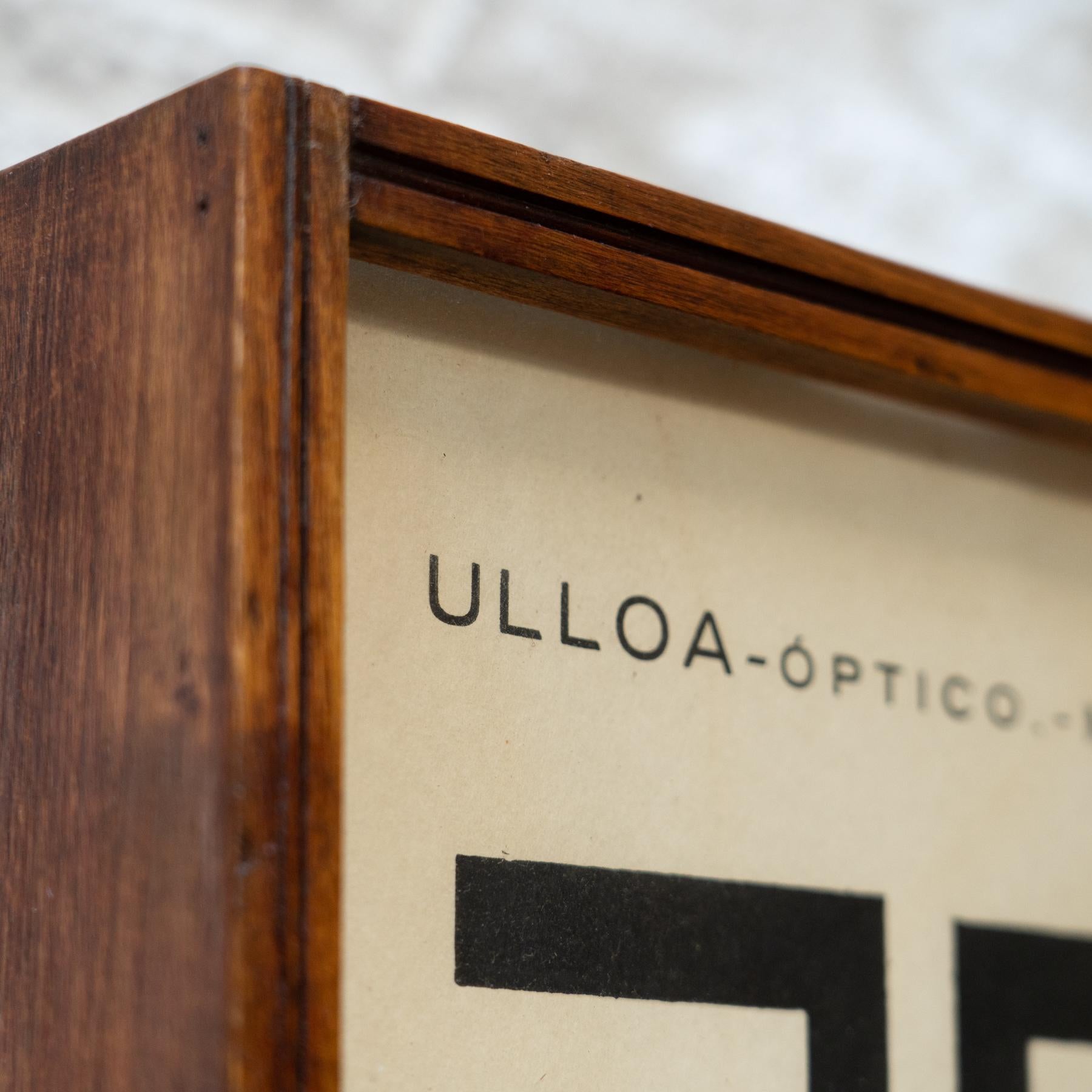 Vintage Eye Test Chart With Light By Ulloa Optica Madrid, circa 1950 3