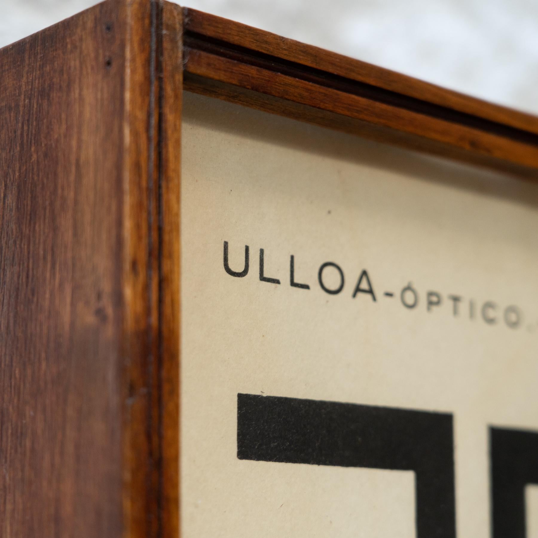 Vintage Eye Test Chart With Light By Ulloa Optica Madrid, circa 1950 2