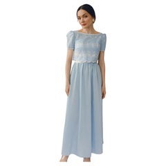 Vintage Eyelet Two-Piece Column Dress Set With Matching Cropped Blouse
