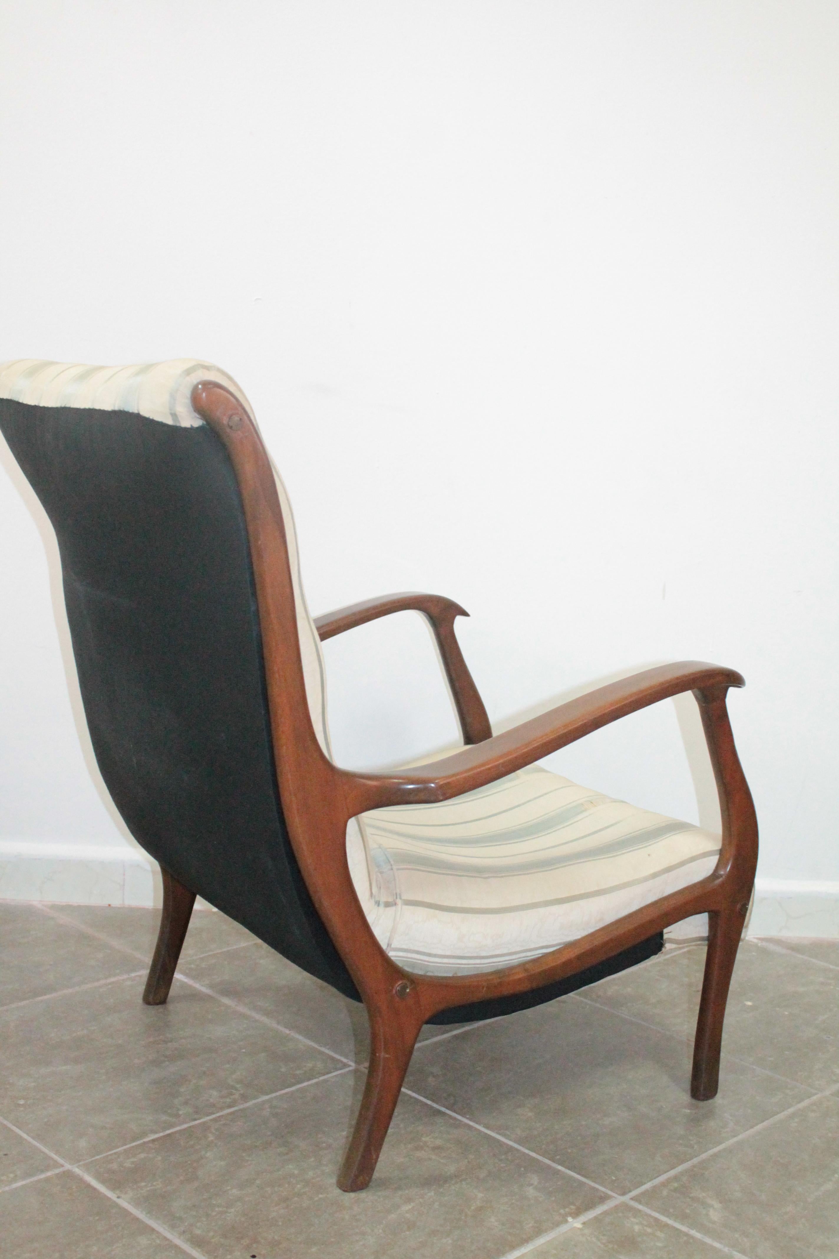 Italian Vintage Ezio Longhi for Elam Lounge Chairs Wood, 1950s For Sale
