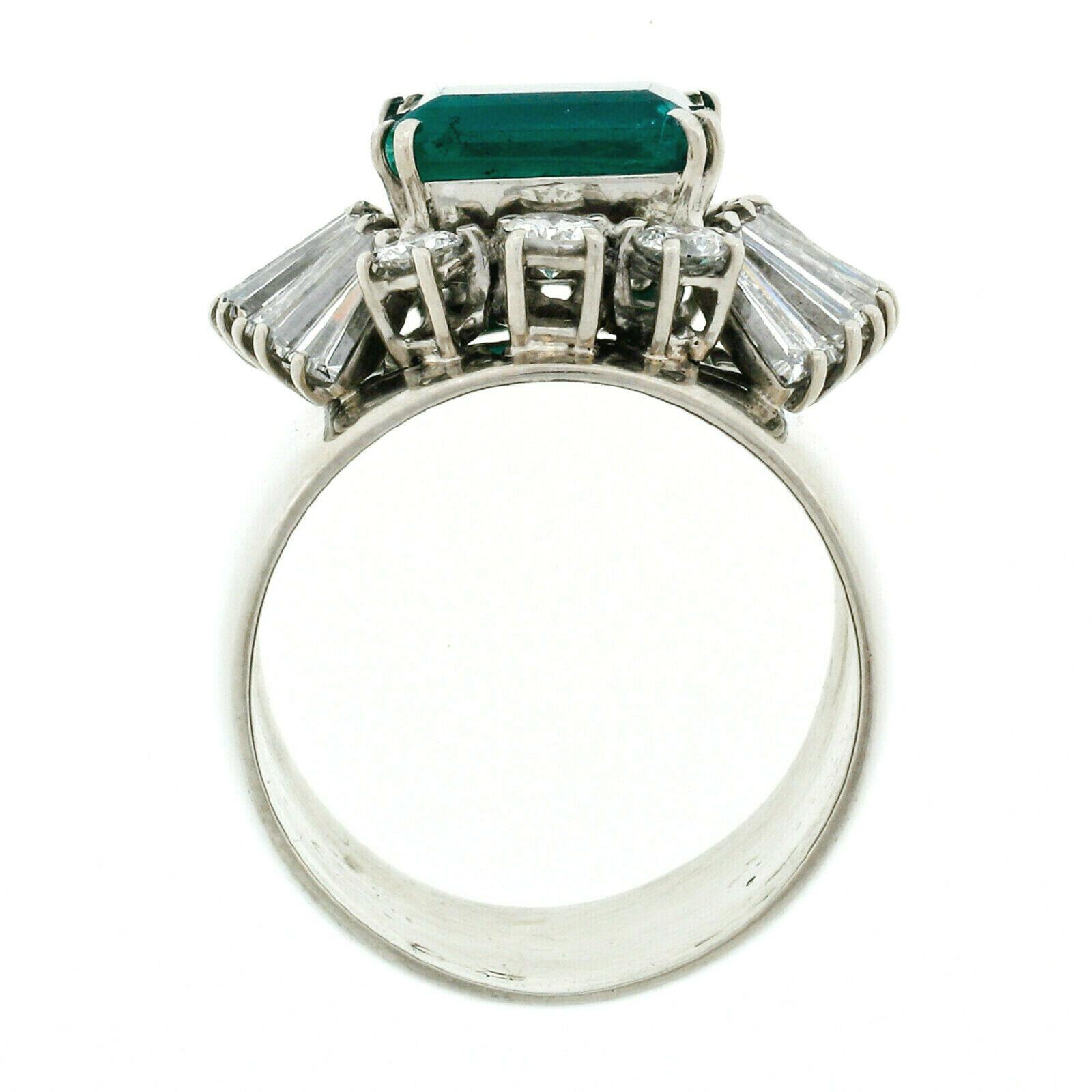 Women's Vintage F. Moroni 18k Gold 2.35ct GIA Emerald Diamond Wide Cocktail Band Ring