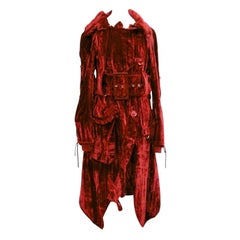 Vintage F/W 05/06 John Galliano for Christian Dior Burgundy Velvet Trench Coat
