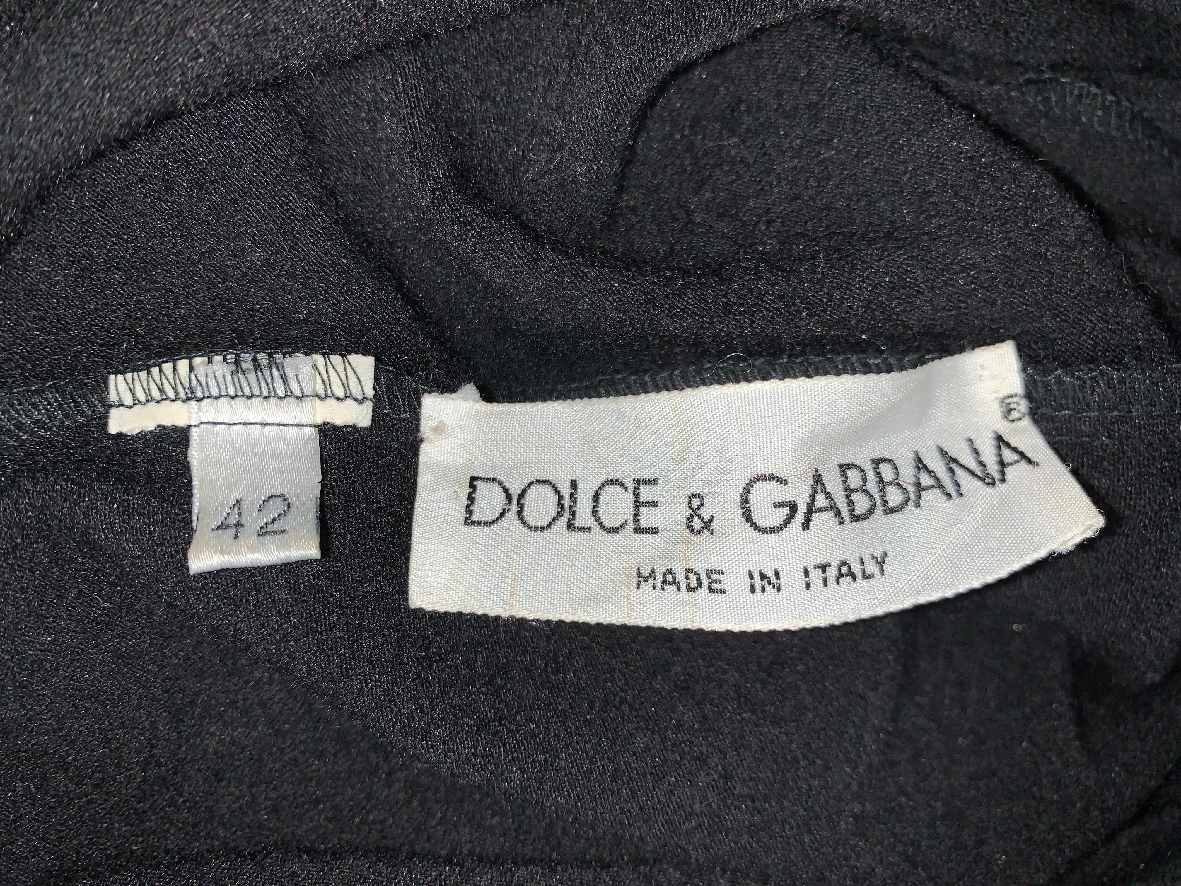 Women's Vintage F/W 1991 Dolce & Gabbana Black Crystal Crop Top & High Waist Mini Skirt