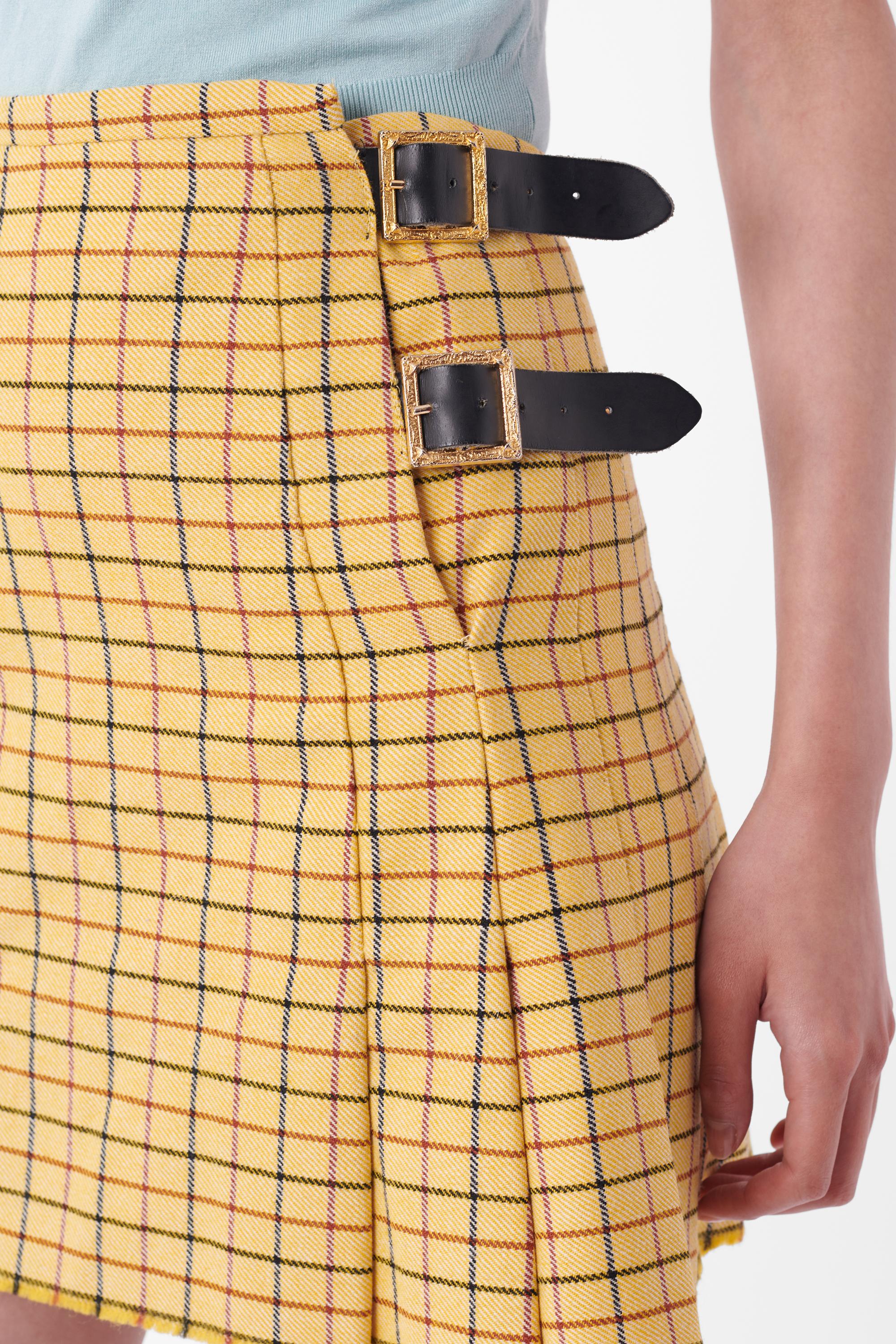 Women's Vintage F/W 1993 Anglomania Yellow Check Skirt For Sale