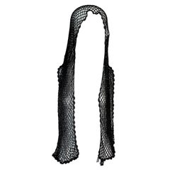 Vintage F/W 1993 Dolce & Gabbana Black Viscose Beaded Fishnet Long Scarf Wrap