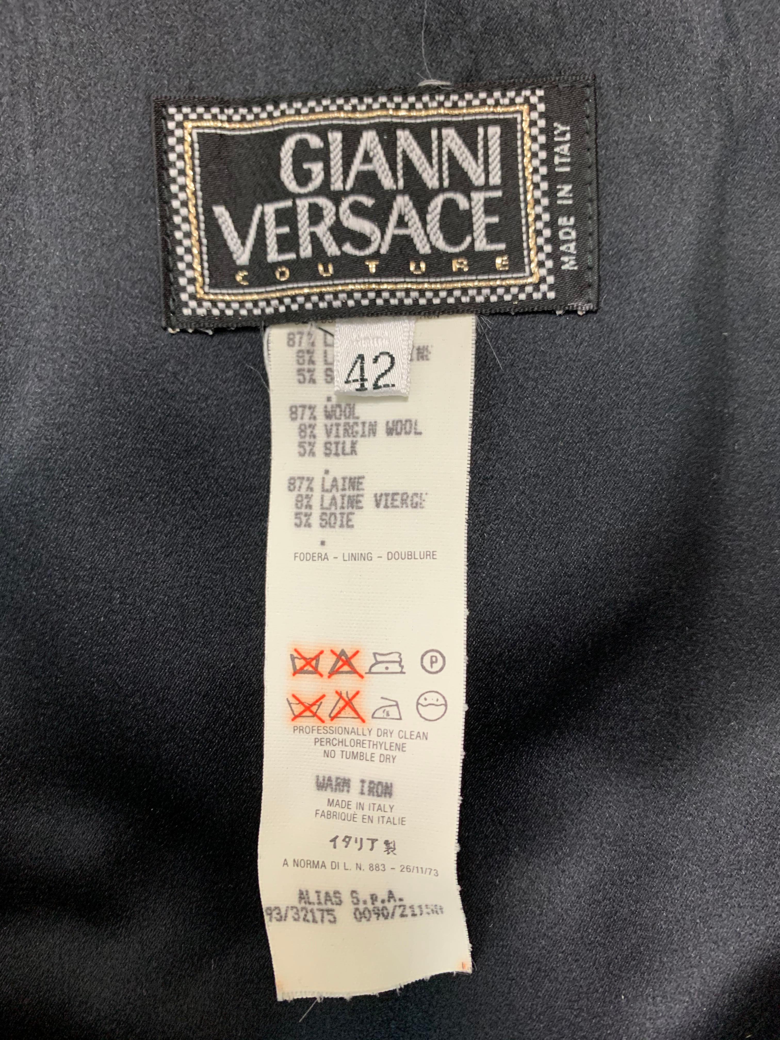 Vintage F/W 1993 Gianni Versace Black Bustier Micro Mini Dress w Slit In Good Condition In Yukon, OK