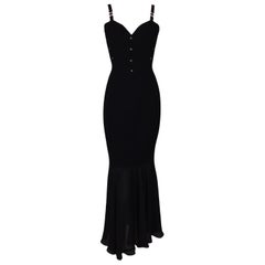Vintage F/W 1995 Gianni Versace Black Mermaid Gown Dress