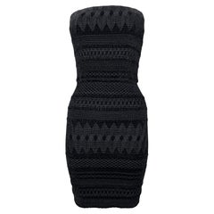 Vintage F/W 1995 John Galliano Knit Bodycon Black Strapless Mini Dress