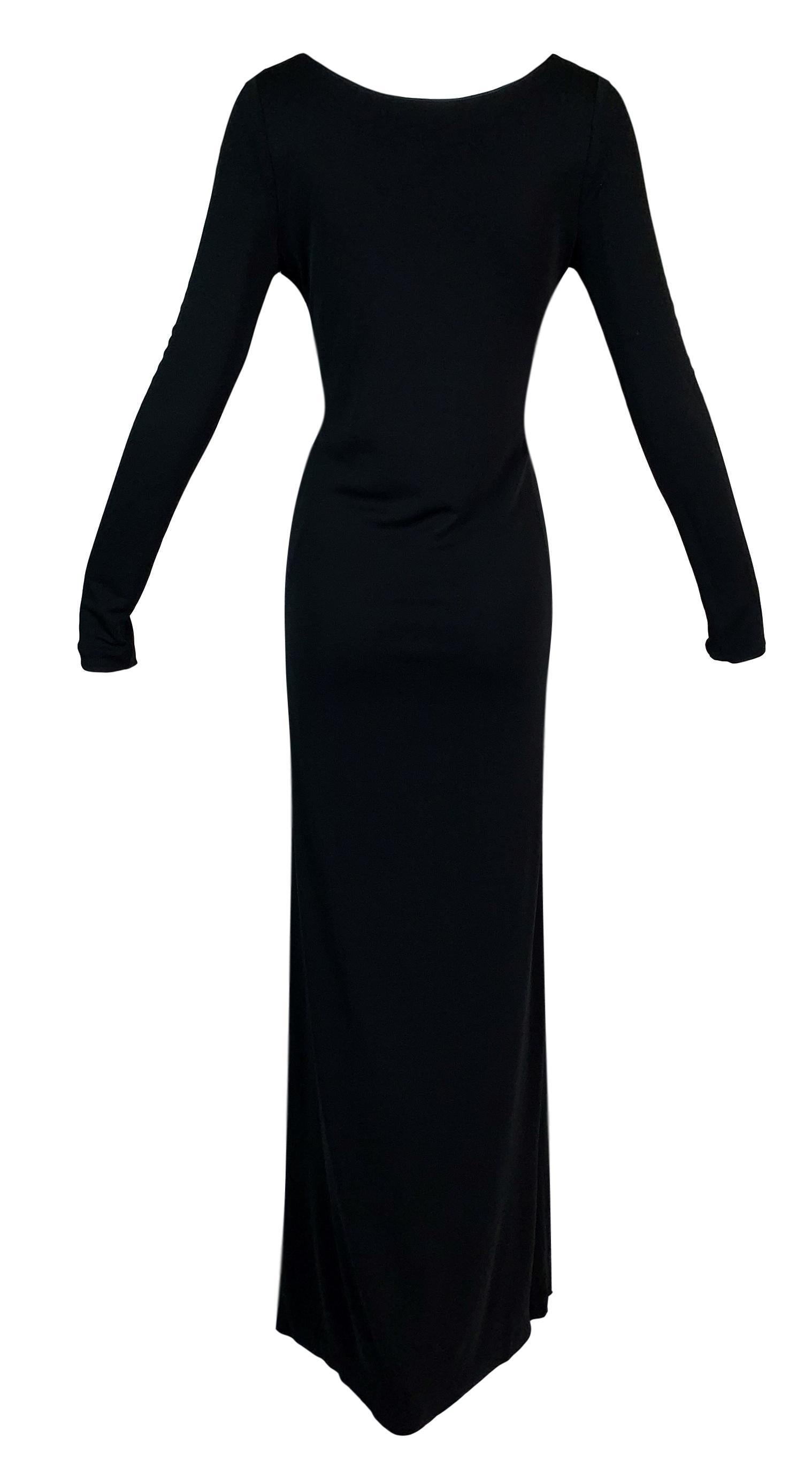 Vintage F/W 1996 Gucci by Tom Ford Black Double Cut-Out L/S Long Dress ...