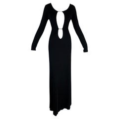 Vintage F/W 1996 Gucci by Tom Ford Black Double Cut-Out L/S Long Dress