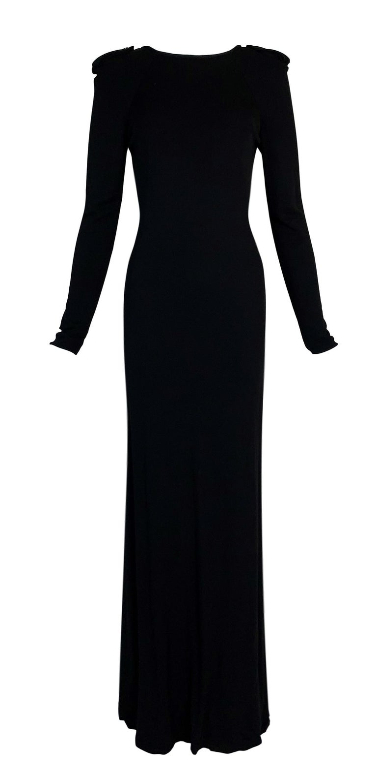 Vintage F/W 1996 Gucci Tom Ford Plunging Backless Epaulettes L/S Gown ...