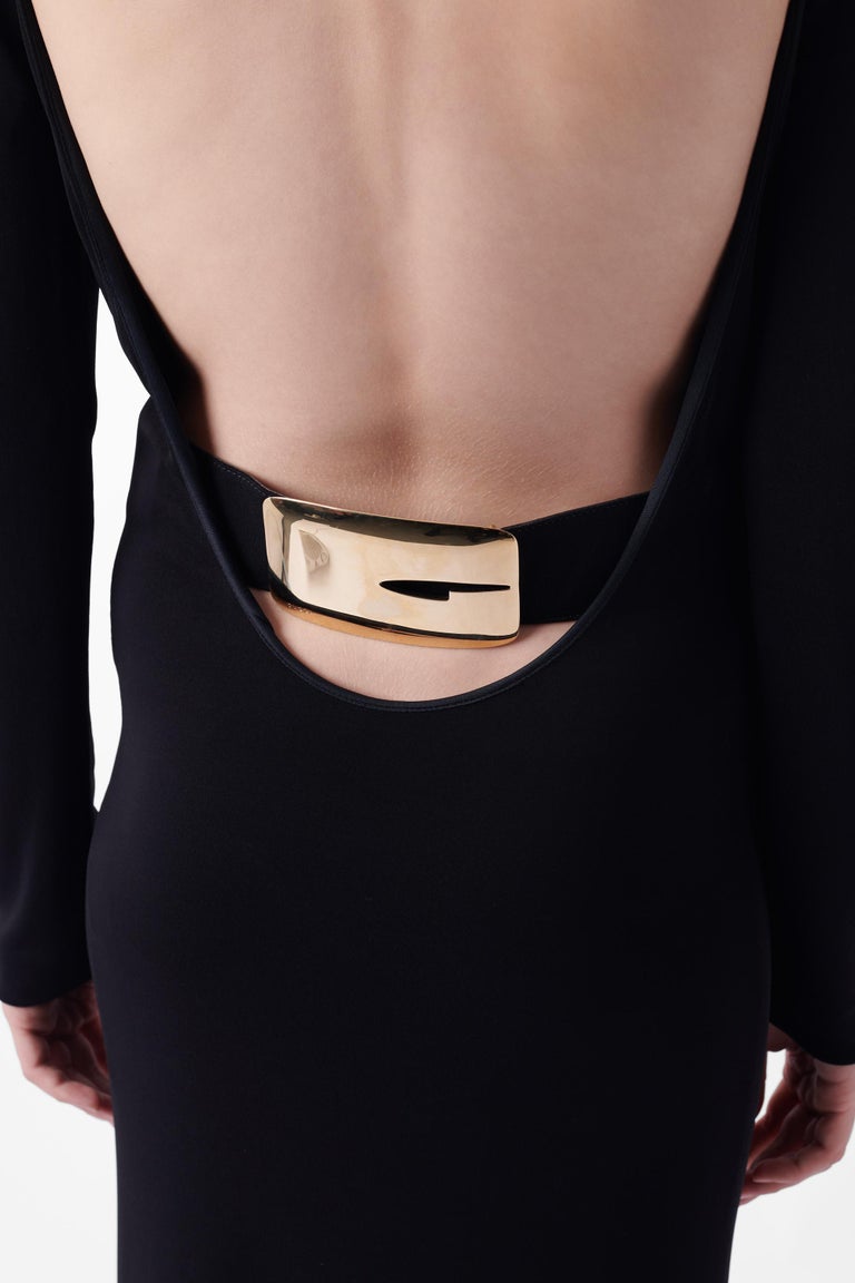 Vintage F/W 1996 Runway Backless Black Dress with Gold Belt at 1stDibs