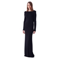 Vintage H/W 1996 Laufsteg Rückenfreies schwarzes Vintage-Kleid mit goldenem Gürtel
