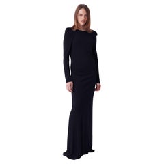 Vintage H/W 1996 Laufsteg Rückenfreies schwarzes Vintage-Kleid mit goldenem Gürtel